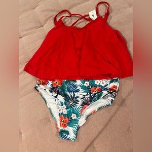 Brand new with tags tankini swimsuit.  High waist bottoms with great coverage.